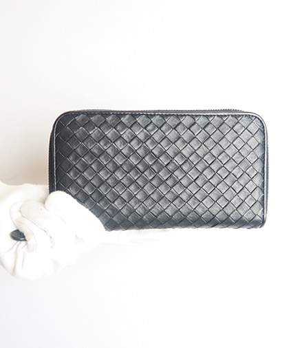 Bottega Veneta Zip Around Wallet, &pound;120, Accessories, Black, Front view